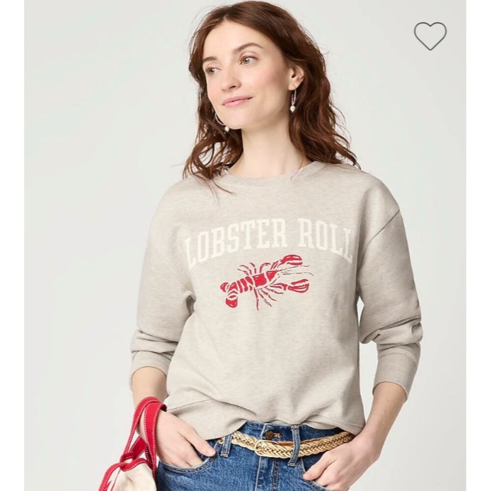 J Crew Lobster Roll Graphic Women's 100% Soft Cotton Beige Sweatshirt